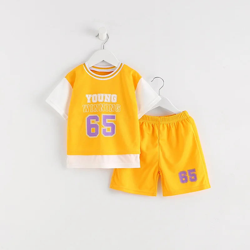 New Sport Outfits Baby Clothing Sets Sport Clothes For Kids Child Casual Tracksuit Short Sleeve T-shirt + Shorts Children Outfit