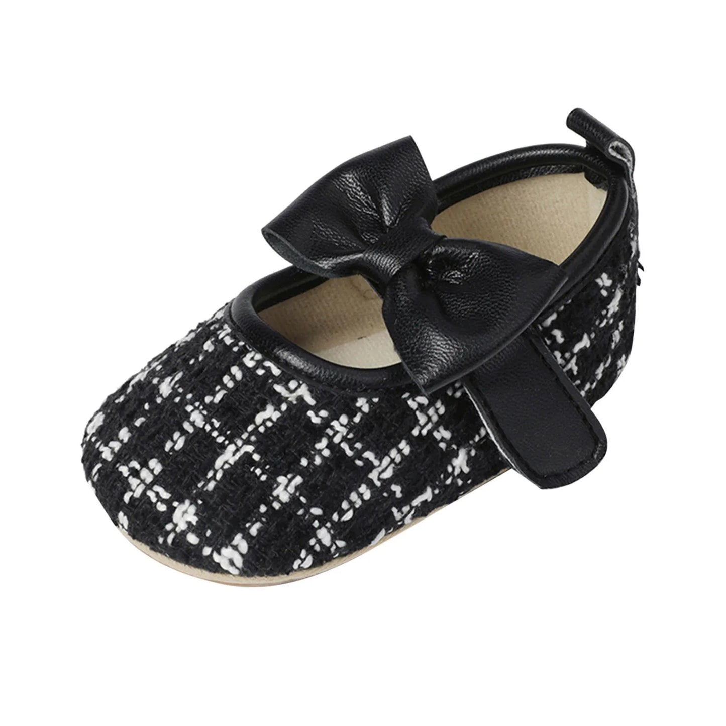 New Fashion Infant Baby Girls Single Shoes Plaid Bowknot First Walkers Shoes Toddler Party Sandals Soft Soled Princess Shoes