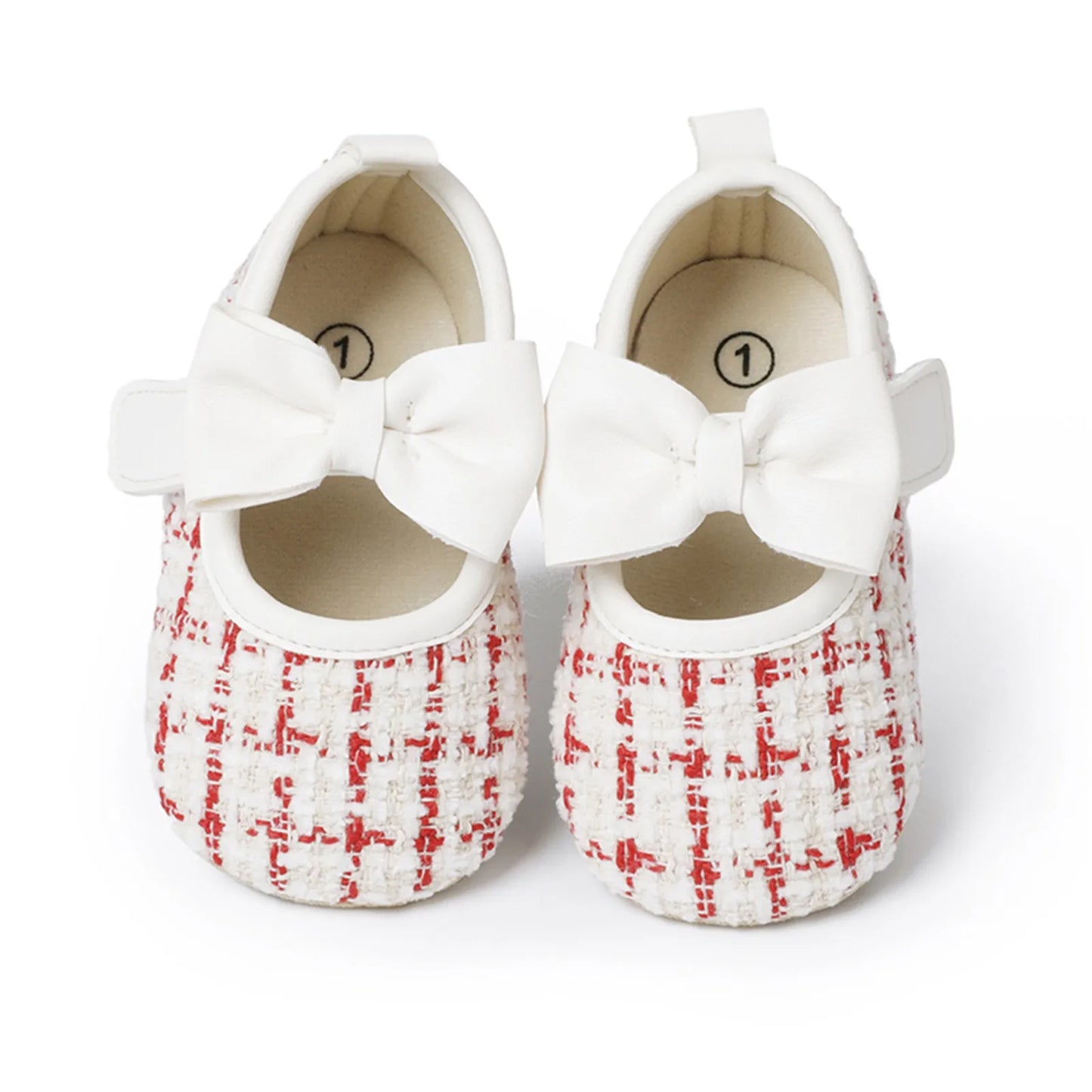 New Fashion Infant Baby Girls Single Shoes Plaid Bowknot First Walkers Shoes Toddler Party Sandals Soft Soled Princess Shoes