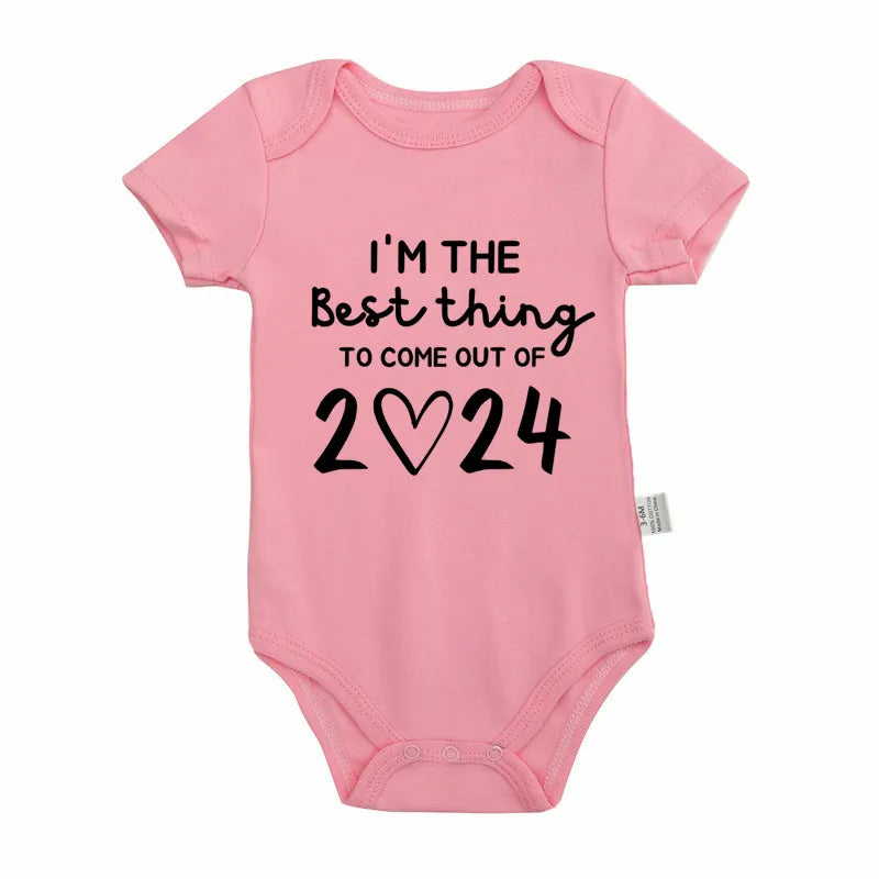 I'm the Best Thing 2024 Newborn Baby Clothes White Cotton Summer Bodysuits for Infants Short Sleeve Boys Girls Romper