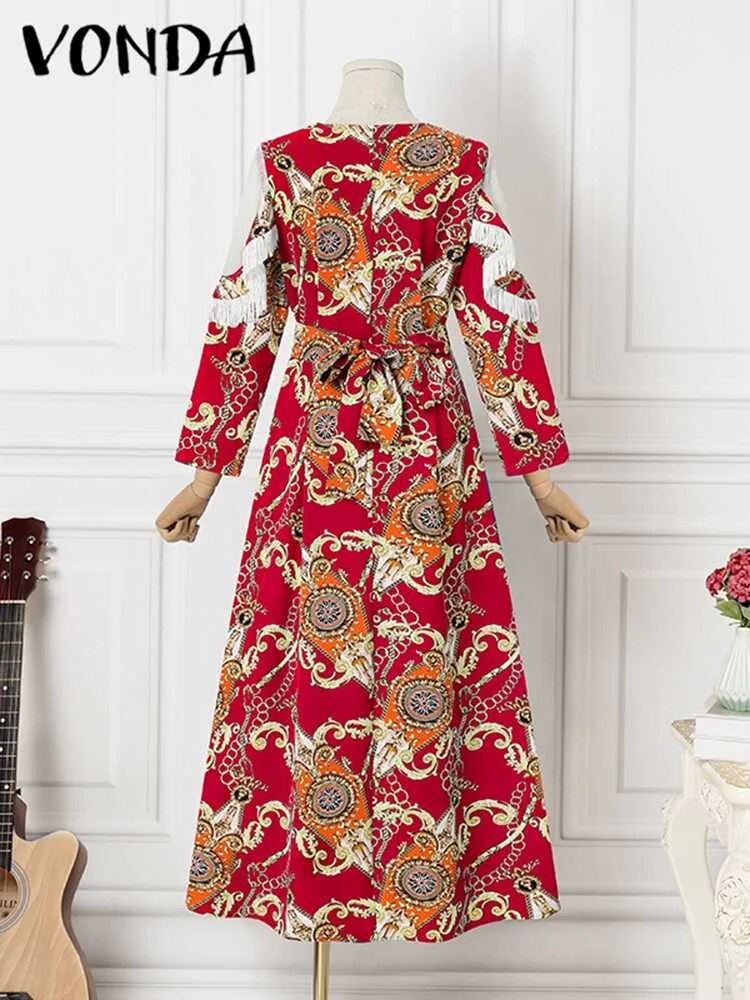 Women's Summer Dress Long Sleeve Printed Casual Party Robe