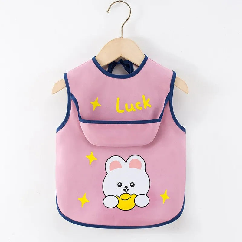 2PCS/1PCS Eating Feeding Smock Baby Toddler Apron Bibs Waterproof Adjustable Size Girls Boys Newborn Stuff 1-4 Years