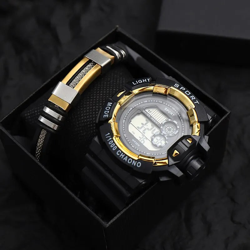 Men Luxury Electronic Watches Luminous Fashion Sport Titanium Steel Bracelet Watches