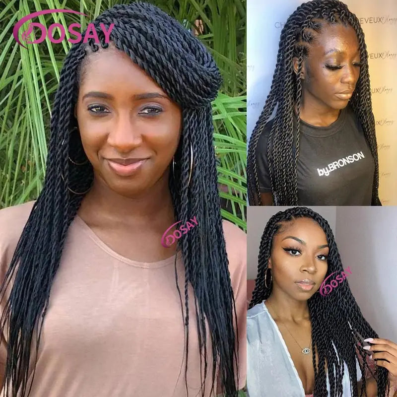 Twist Braided Wigs Box Braided Lace Front Wig For Black Women Synthetic Full Lace Frontal Wig Faux Locs Wig Goddess Braids Wigs