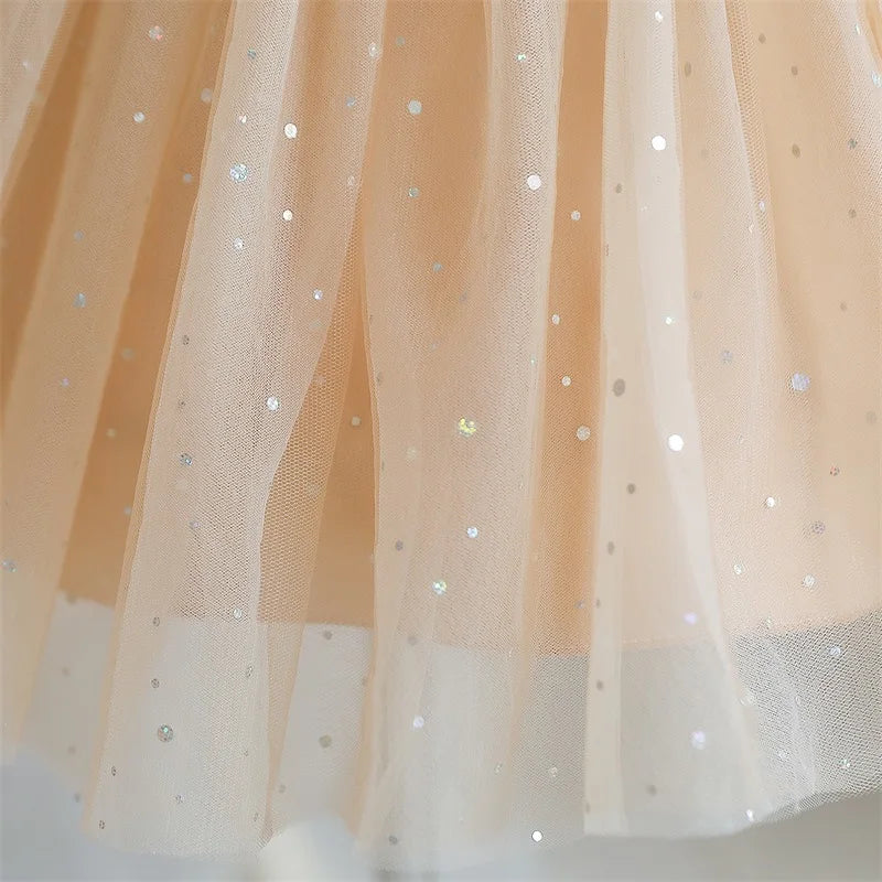 Toddler Girls 1st Birthday Party Dresses Cute Bow Kids Princess Lace Tulle Short Dress Flower Girls Dresses for Wedding 1-5 Year