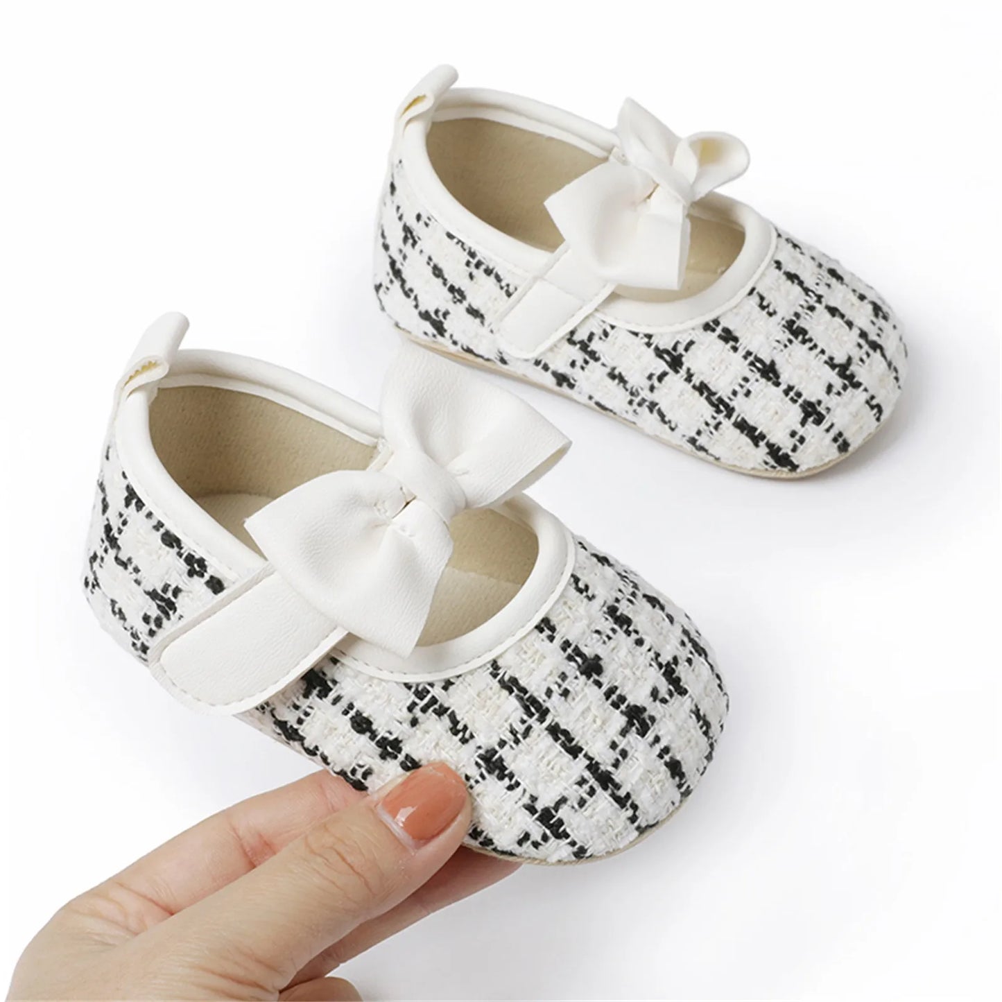 New Fashion Infant Baby Girls Single Shoes Plaid Bowknot First Walkers Shoes Toddler Party Sandals Soft Soled Princess Shoes