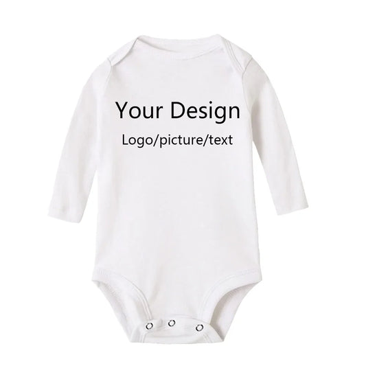 DIY YOUR PRINT OR LOGO Newborn Customization Bodysuit Long Sleeve & Short Sleeve Jumpsuit Simple CUSTOM TEXT Baby Romper