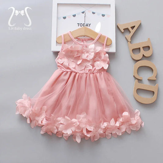 Flower  Baby Girl Party Dresses Summer Children Clothes Birthday Princess