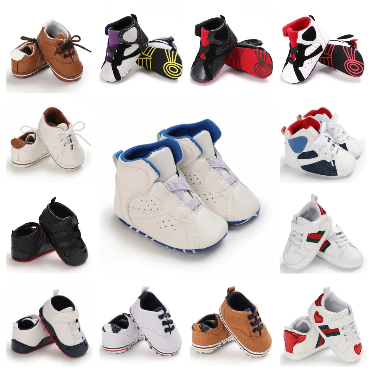 Newborn Casual Shoes Fashion And Classic Outdoor Baby Sports Shoes Non Slip Soft Soled Leather Baby Walking Shoes