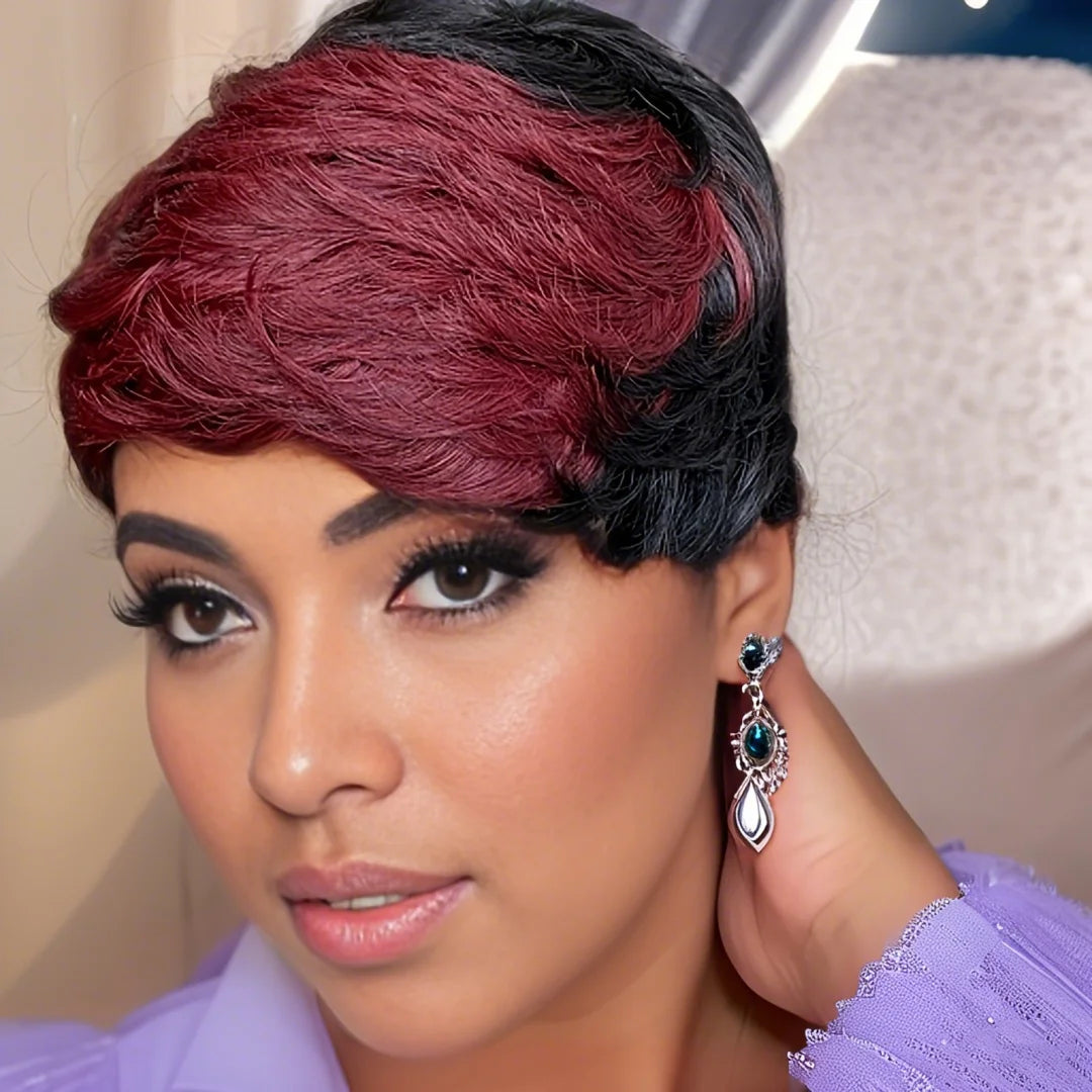 Pixie Cut Wig Short Layered Human Hair Wigs Brazilian Remy Hair Wigs Colorful For Women Full Machine Made Wigs
