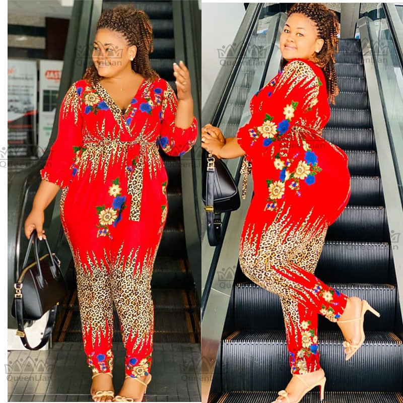 Fashion Dashiki Chiffon Top and Stretch Pants  Set 2-Piece