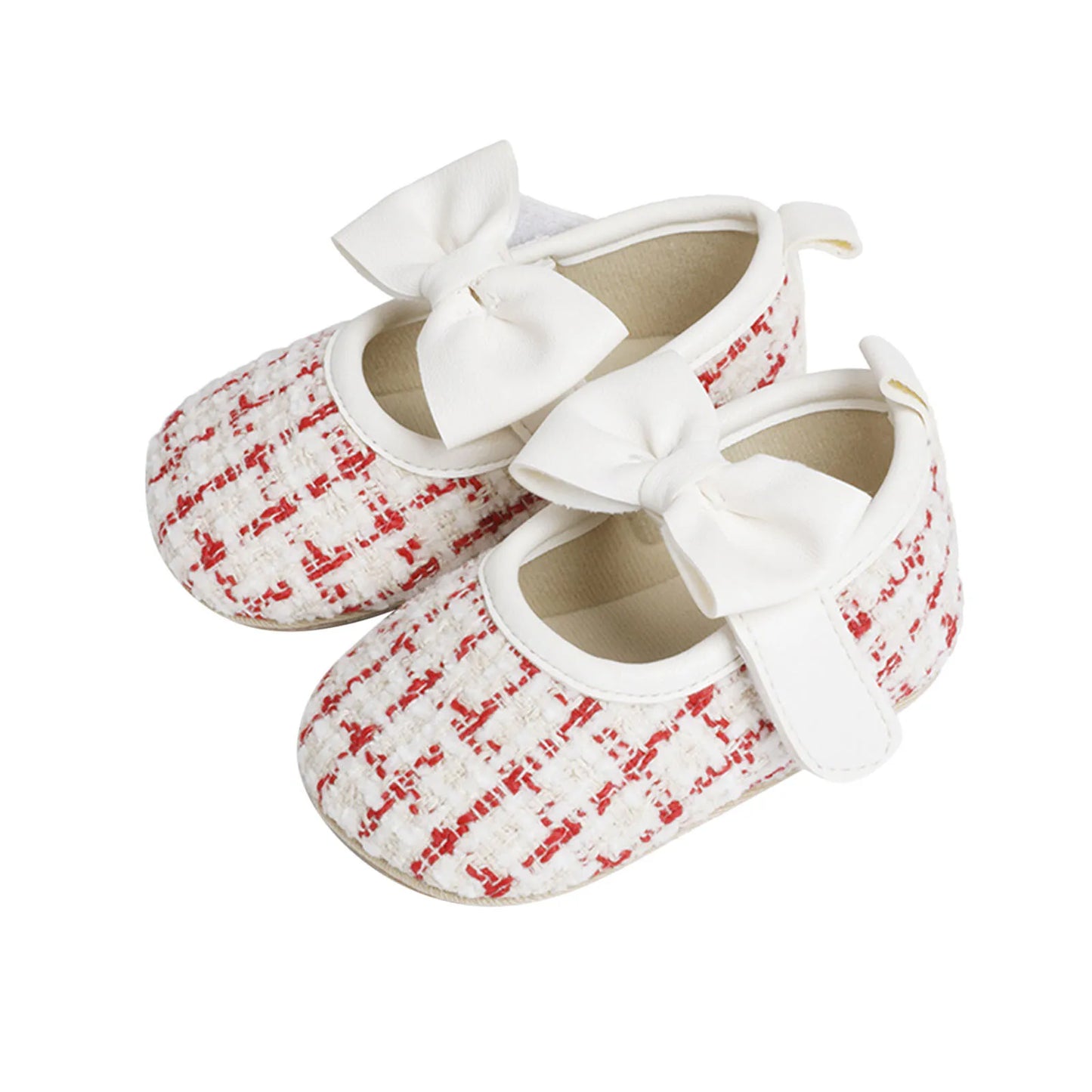 New Fashion Infant Baby Girls Single Shoes Plaid Bowknot First Walkers Shoes Toddler Party Sandals Soft Soled Princess Shoes