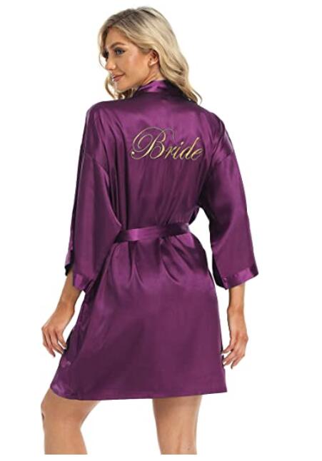 Wedding Bride Bridesmaid Robe Dressing Gown Sexy Women Bathrobe Nightgown Short Sleepwear Casual Flower Kimono Geisha M L XL