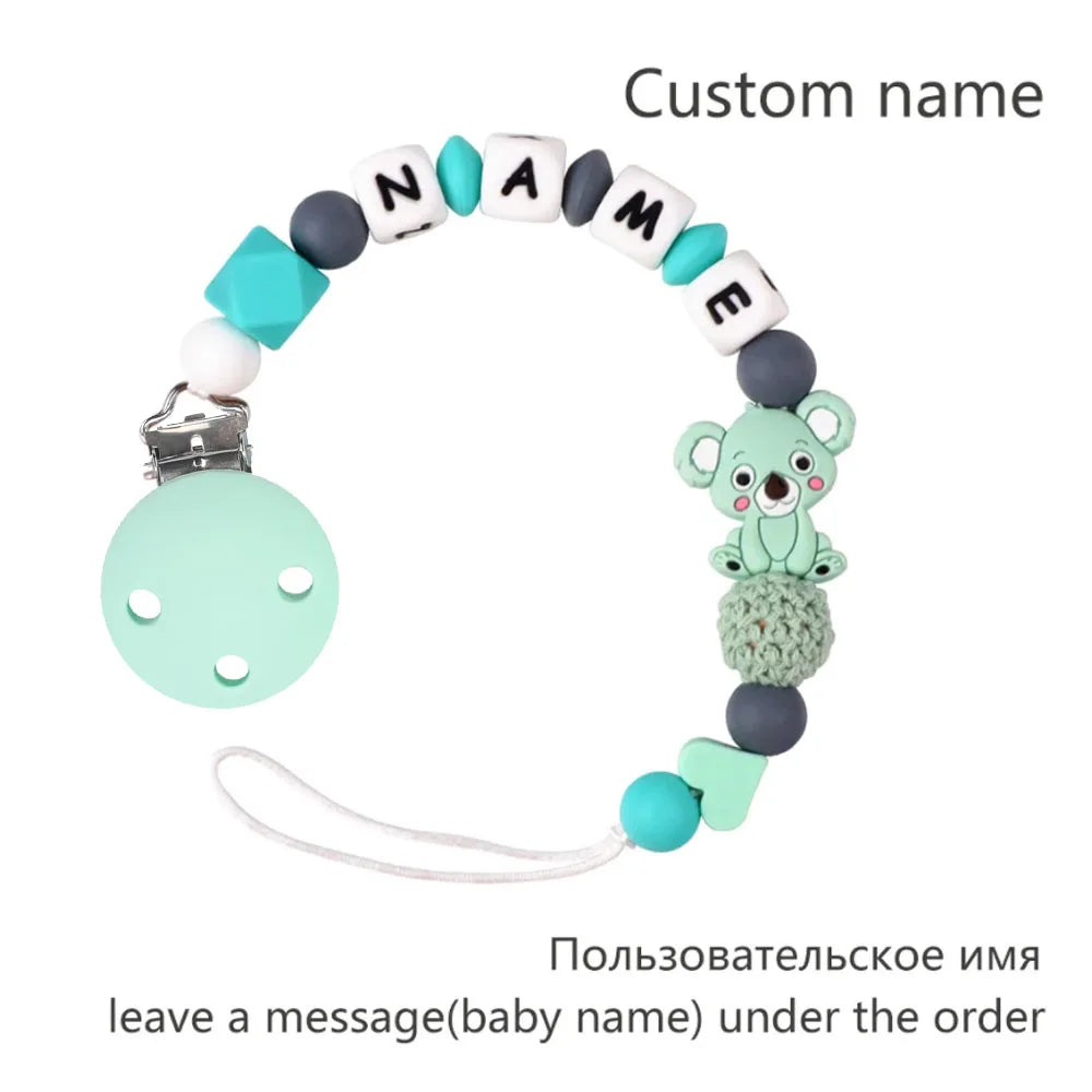 Silicone Baby Pacifier Clip Personalised Name