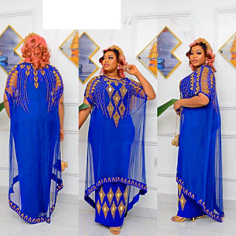 Two-Piece African Dresses Mesh Caftan Dress Abaya Clothes