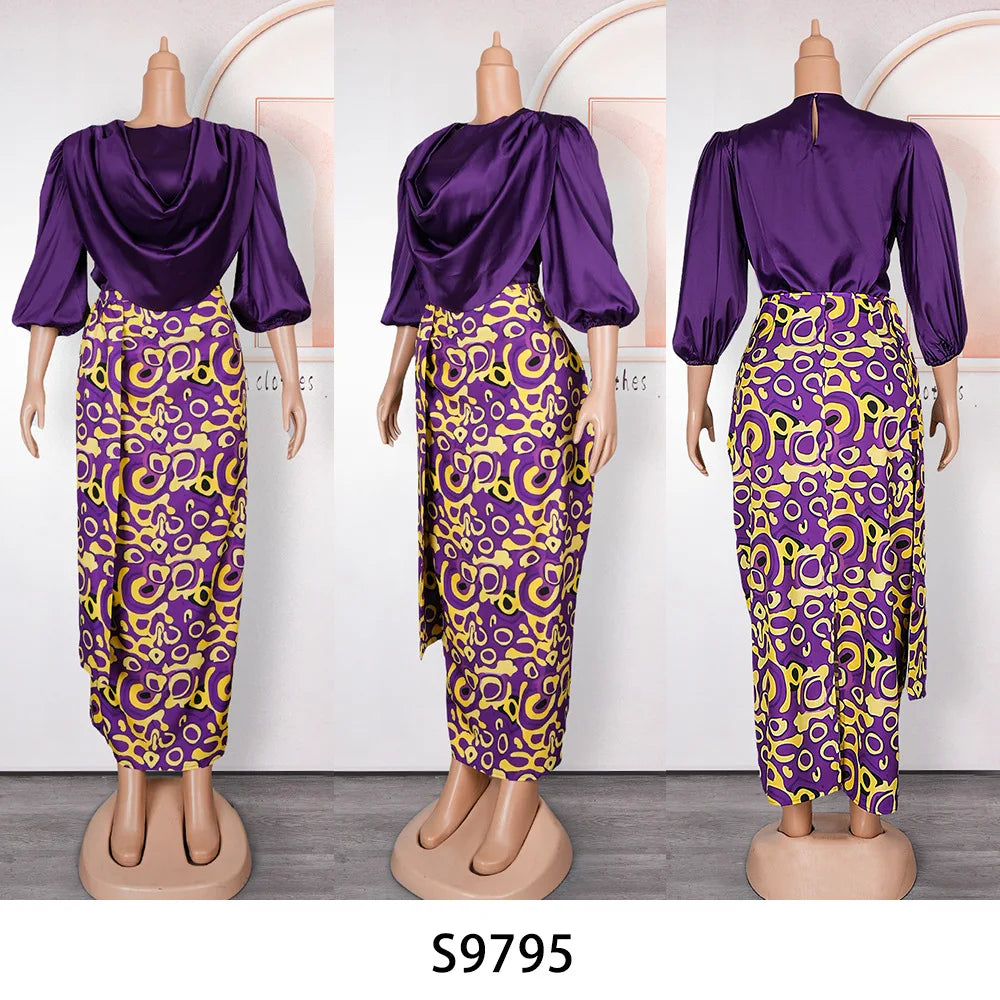 Two Pieces Set Tops And Skirts Suits Ankara Outfits Plus Size Lady Party