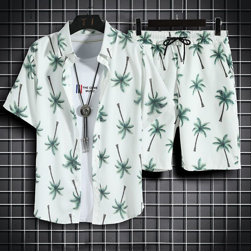 Beach Clothes Men 2 Piece Quick Dry Hawaiian Shirt and Shorts Set-men hawaian outfit set-Top Super Deals-6-M-Free Item Online