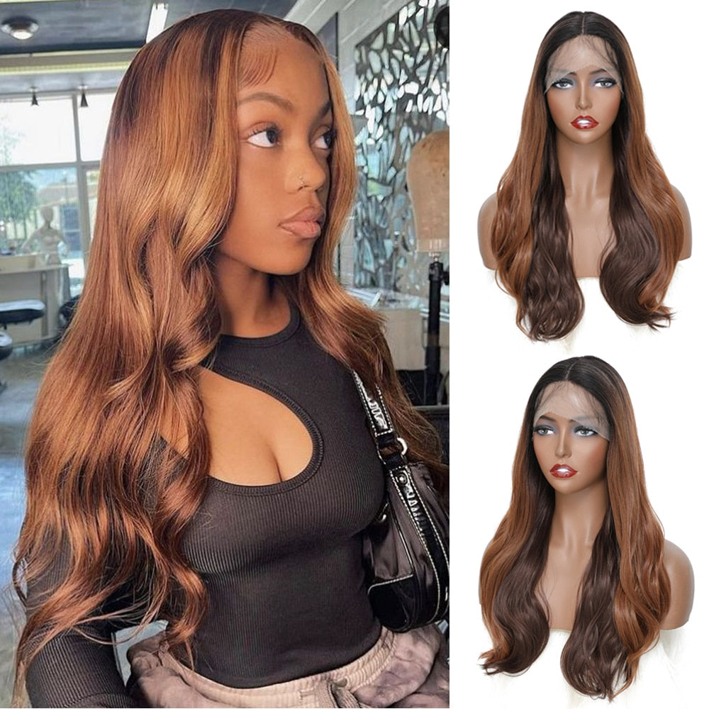 Synthetic Lace Front Wig with Baby Hair 18 Inch Medium Body Wavy