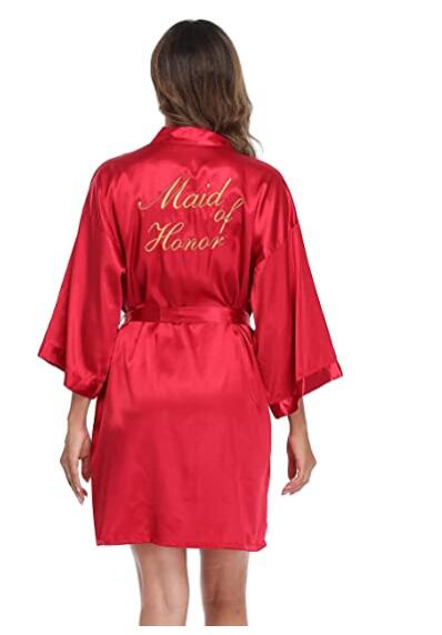 Wedding Bride Bridesmaid Robe Dressing Gown Sexy Women Bathrobe Nightgown Short Sleepwear Casual Flower Kimono Geisha M L XL