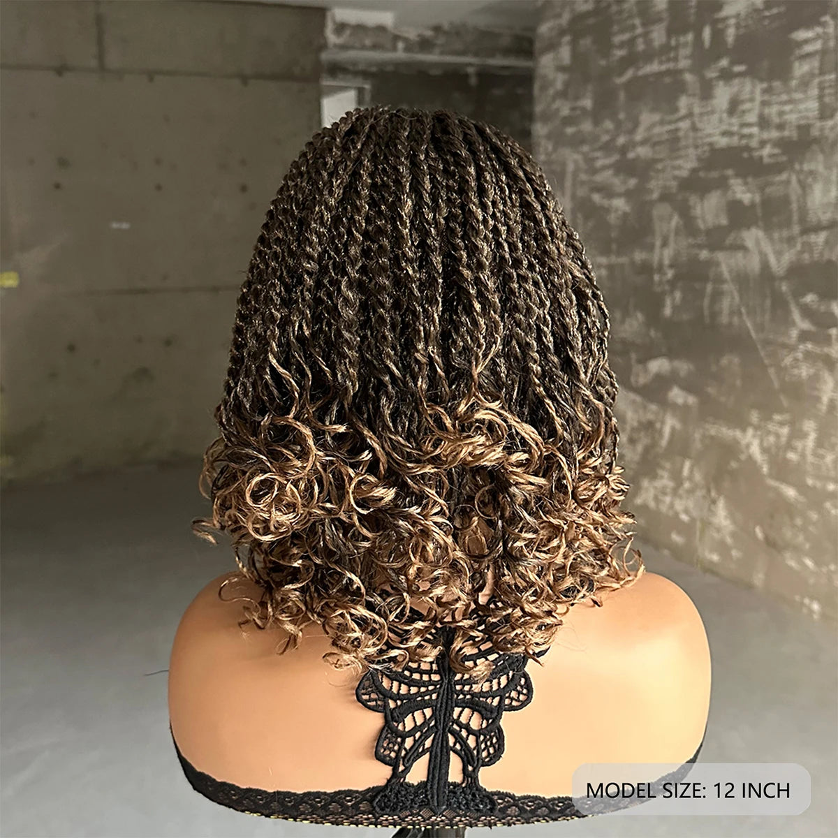 12Inch Short Synthetic Braided Wigs For Black Women Heat Resistant Crochet Box Braided Bob Wig African Braiding Hair Wig Bob