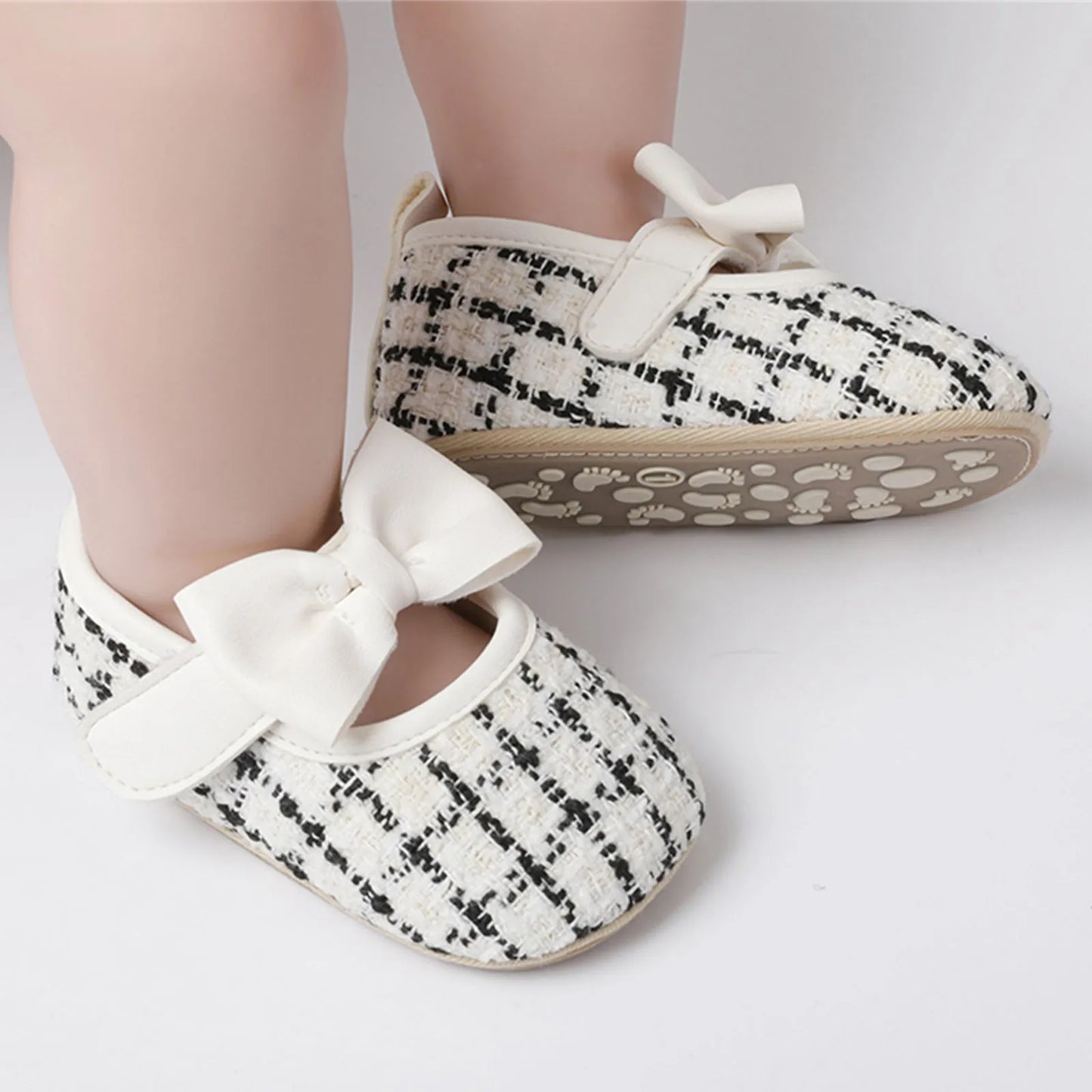 New Fashion Infant Baby Girls Single Shoes Plaid Bowknot First Walkers Shoes Toddler Party Sandals Soft Soled Princess Shoes