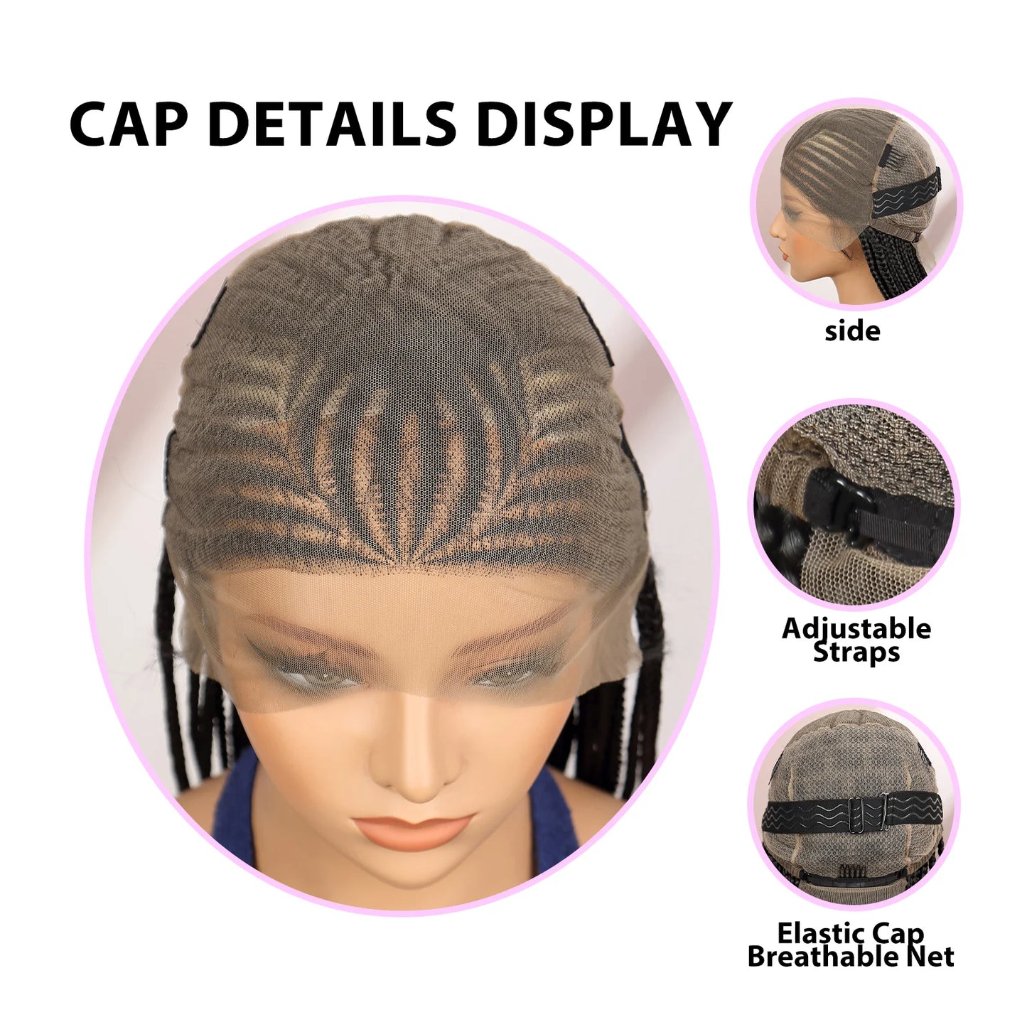 Synthetic Cornrow Braided Wigs Synthetic Full Lace Box Braided Wigs for Black Women American Women Daily Use Braided Wigs