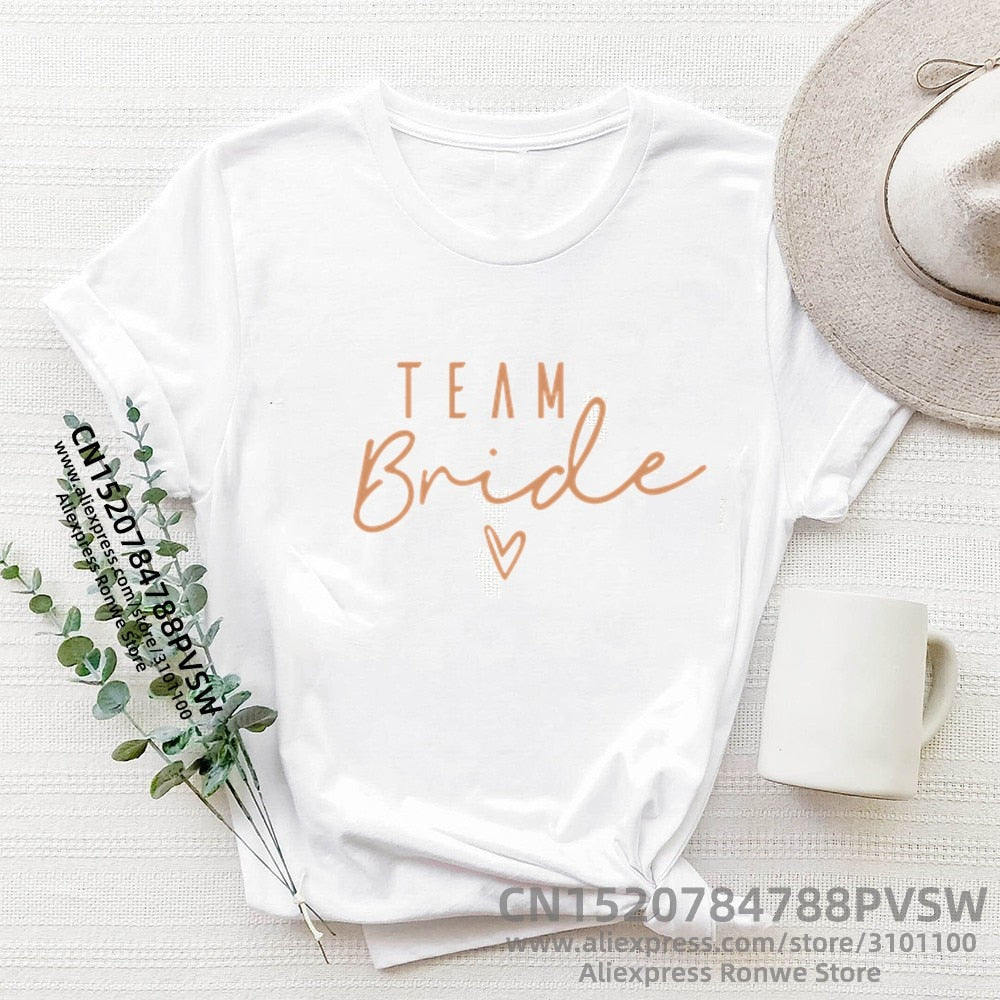 Gold Team Bride Letter Funny Women T shirt Bride To Be Squad Bachelorette Hen Party Bridesmaid Wedding Tops Tee