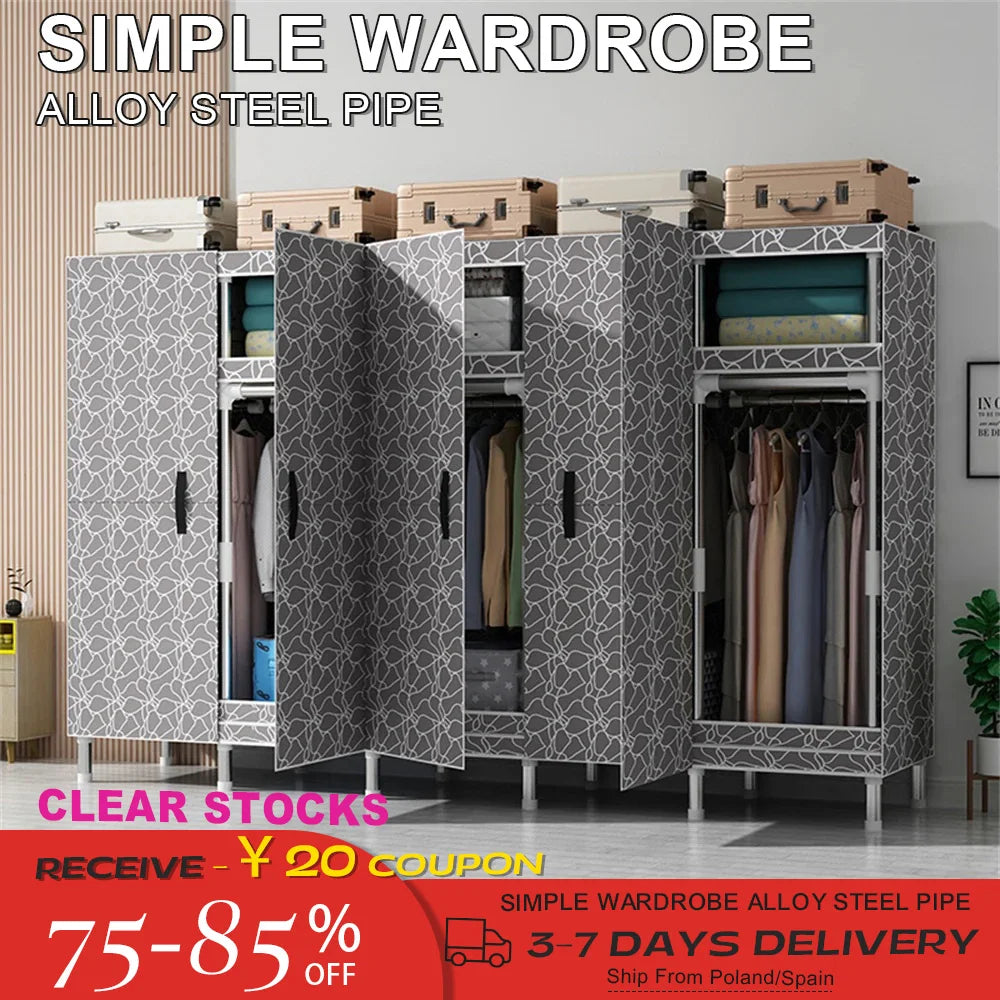 HOME Wardrobes Closet armario Cloth Bedroom Furniture 85/125/166/207x45x170cm Steel Pipe Support Storage Household