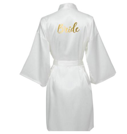 Satin Silk Bride Robe Wedding Robe Bride Bridesmaid Dressing Gown Bridesmaid White Robes Satin Gold Font Gown
