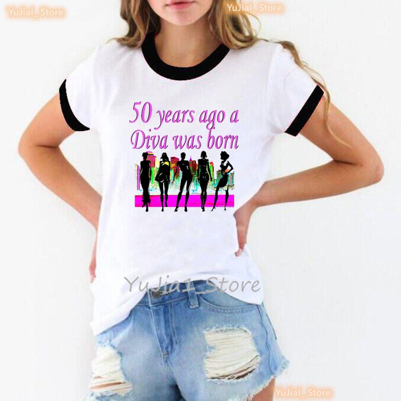 Queen Makes 50 Look Fabulous Graphic Print Women Leopard Love Birthday Party Tshirt