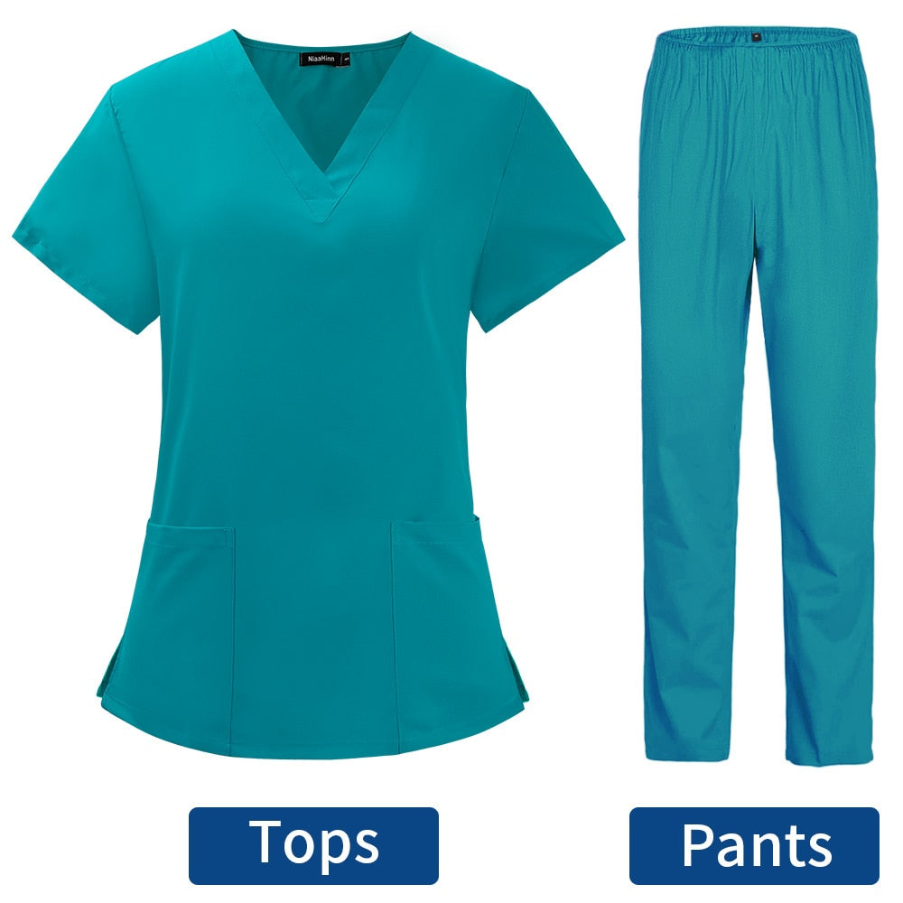Uniforms Nurse Women Thin and Light Fabric Short Sleeve Medical Clothes Scrubs Nursing Pants Elastic Medical Uniforms for Summer
