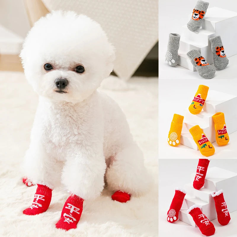 Wholesale Elastic Warm Pet Socks Cute Non-slip Printed Socks for Small Dogs Chihuahua Socks Puppy French BulldogDog Shoes