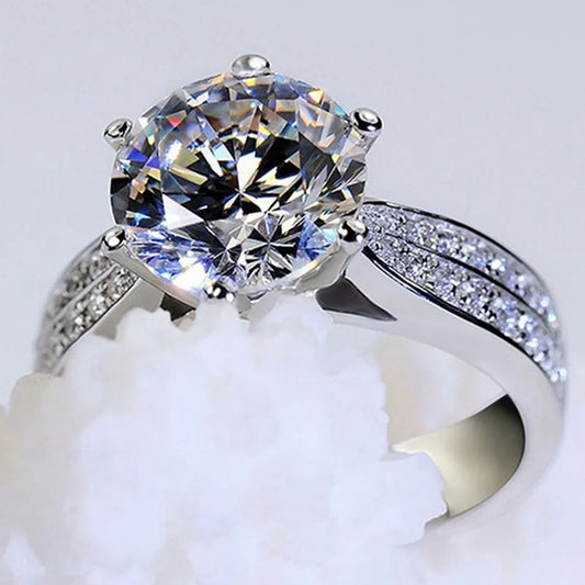 Luxury Designer Six-claw Oversized Zircon Titanium Steel Ring Moissanite Engagement Rings for Women Wedding Party Jewelry anillo
