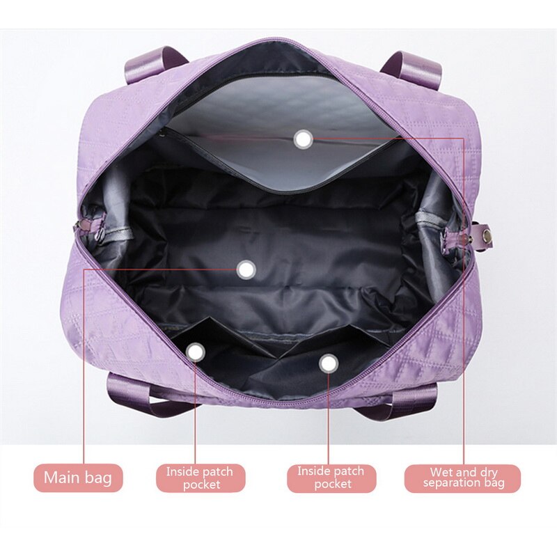 Foldable Travel Bag Wet Dry Separation Waterproof Handbag Lingge Large Capacity Solid Tote Bag Women Gym Yoga Shoulder Bags