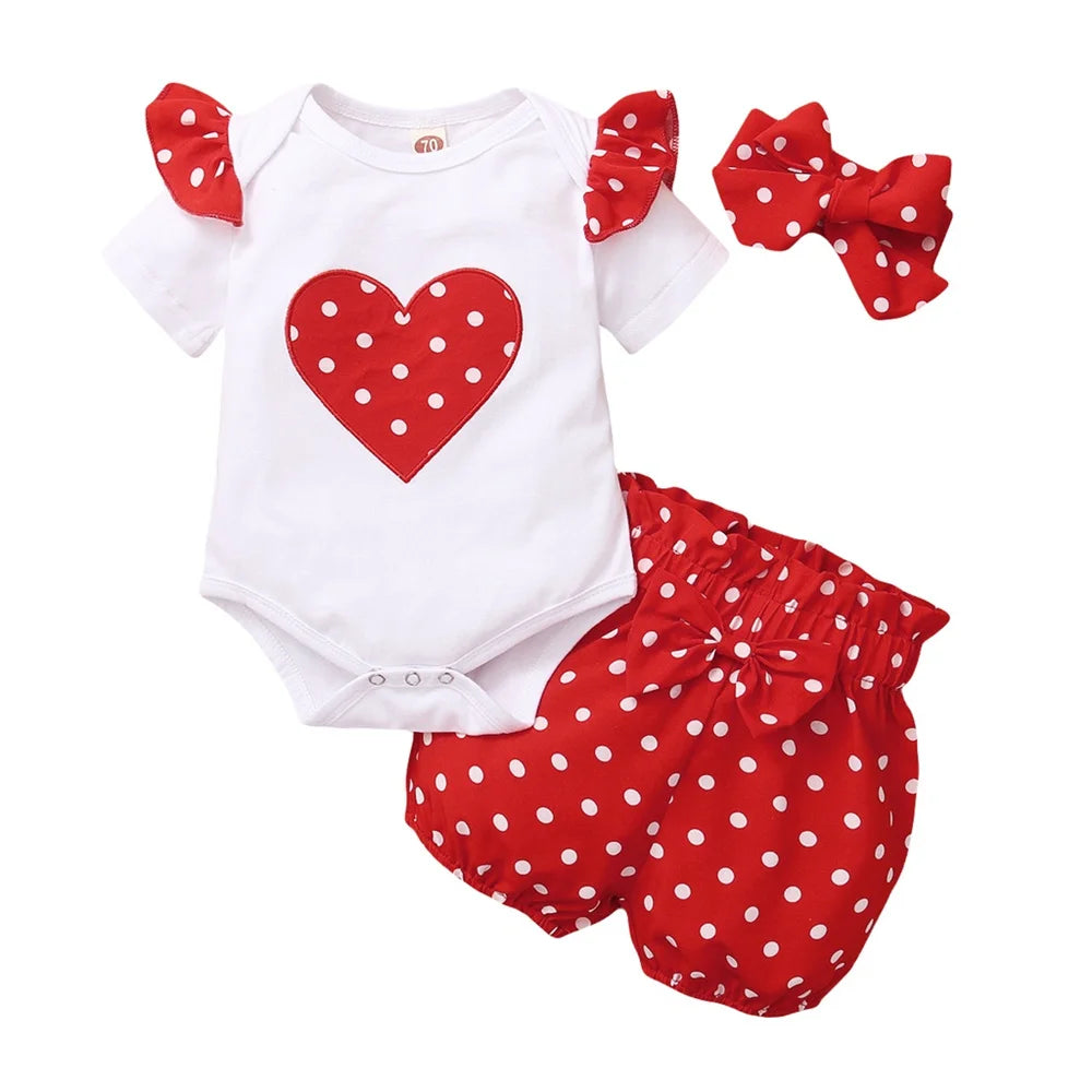 Newborn Baby Girl Red Spotted 3PCS Outfit for 0-18 Months-baby dress-Top Super Deals-red-100 (12-18M)-Free Item Online