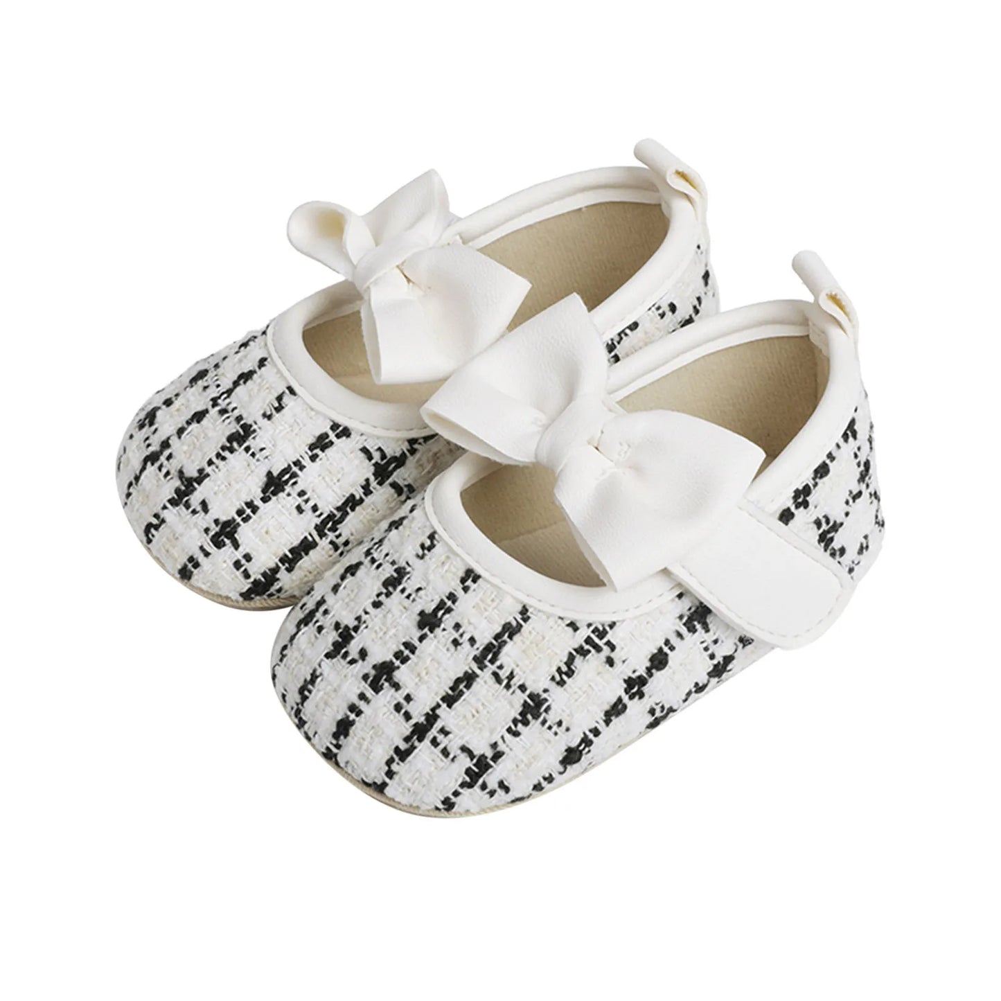 New Fashion Infant Baby Girls Single Shoes Plaid Bowknot First Walkers Shoes Toddler Party Sandals Soft Soled Princess Shoes