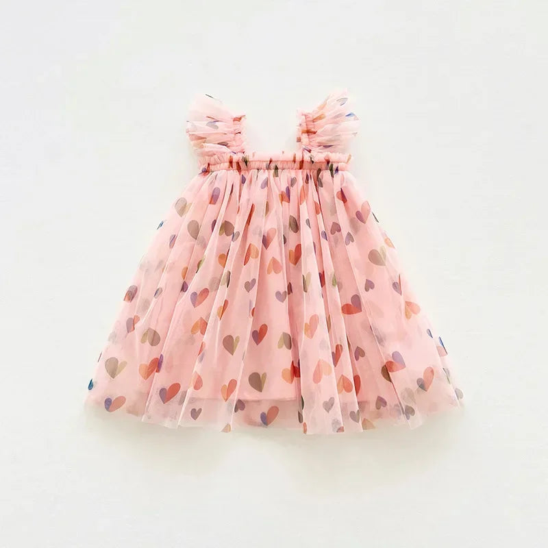 Toddler Baby Kids Girls Party Dress 2024 New Summer Sleeveless Floral Tutu Dress Layered Tulle Cute Princess Birthday Dresses