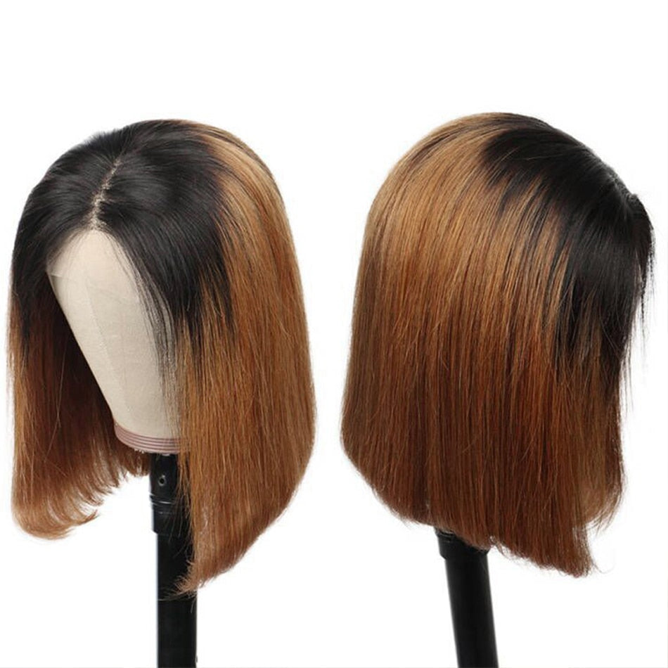 SPARK Ombre 1B/30 Bob Peruvian Straight Highlight 13x4 Lace Frontal Short Bob Wig Remy Hair 4x4 Lace Closure Human Hair Wigs