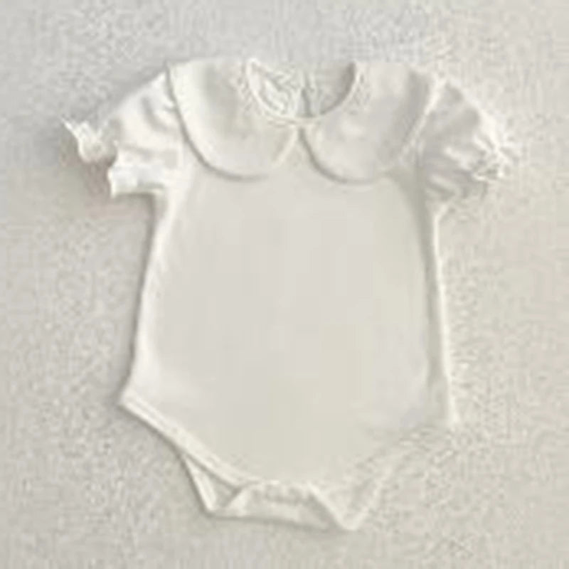 Baby Newborn Bodysuit Summer Doll Collar Baby Romper White Cotton One-piece Clothes Infant Girls Boys Jumpsuit Outfits 0-24M