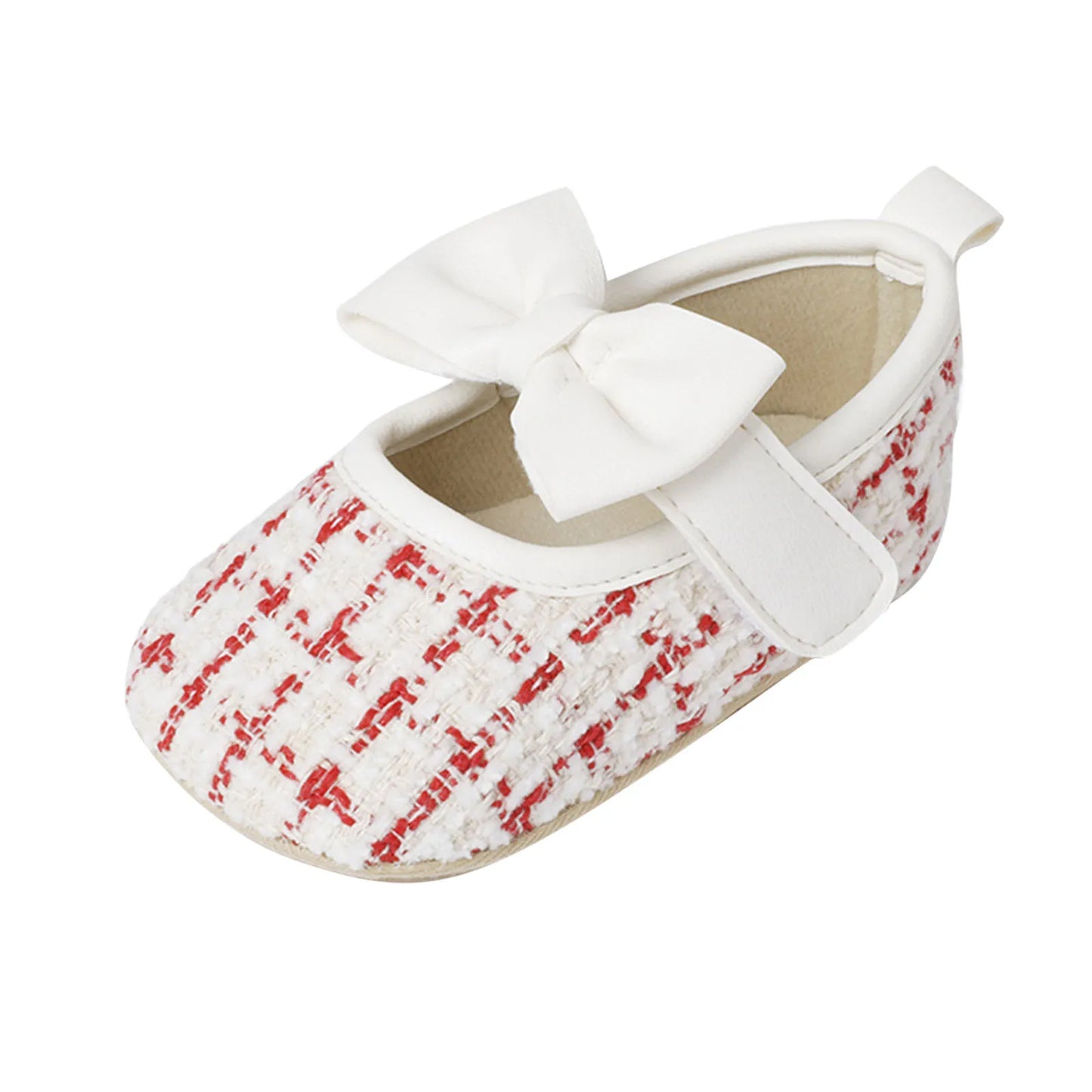 New Fashion Infant Baby Girls Single Shoes Plaid Bowknot First Walkers Shoes Toddler Party Sandals Soft Soled Princess Shoes