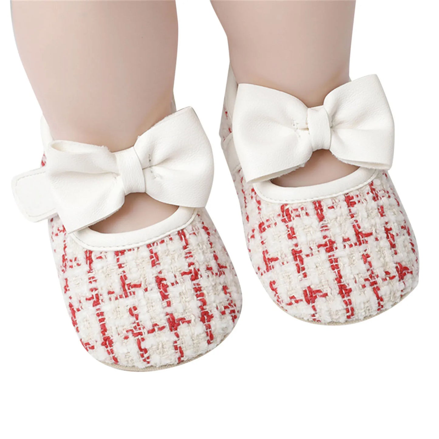 New Fashion Infant Baby Girls Single Shoes Plaid Bowknot First Walkers Shoes Toddler Party Sandals Soft Soled Princess Shoes