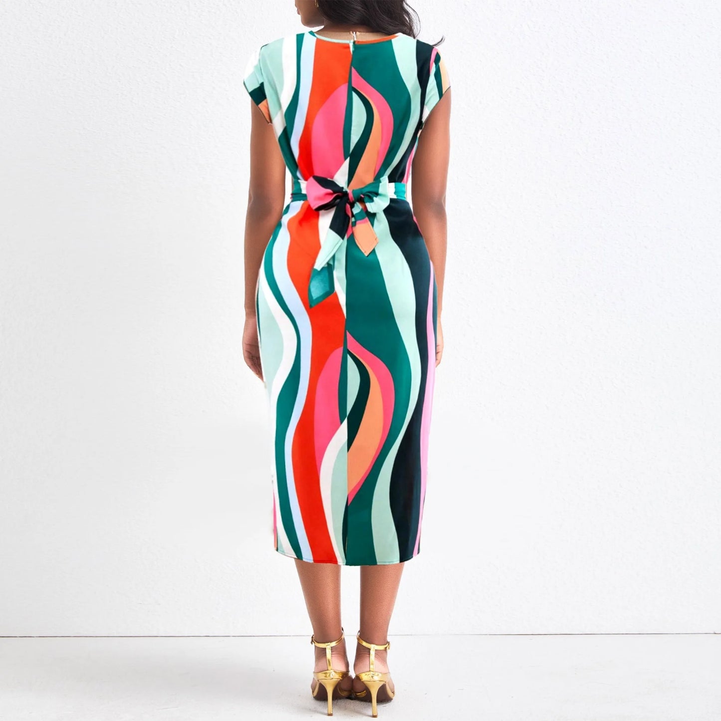 Women Abstract Printed Round Neck Dress