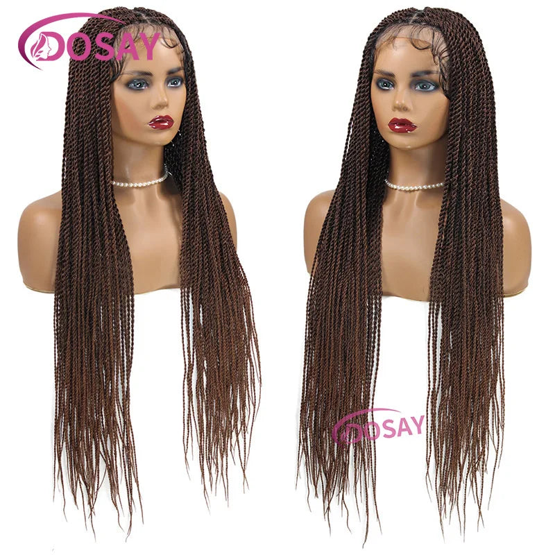 Twist Braided Wigs Box Braided Lace Front Wig For Black Women Synthetic Full Lace Frontal Wig Faux Locs Wig Goddess Braids Wigs