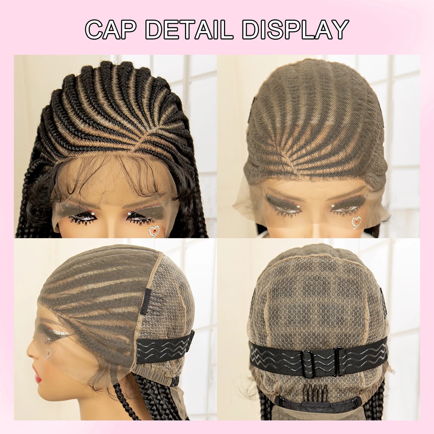 Full Lace Cornrow Braided Wigs Black Women Handmade Synthetic Long Box Braided Wig with Baby Hair Lace Front Braids Wigs