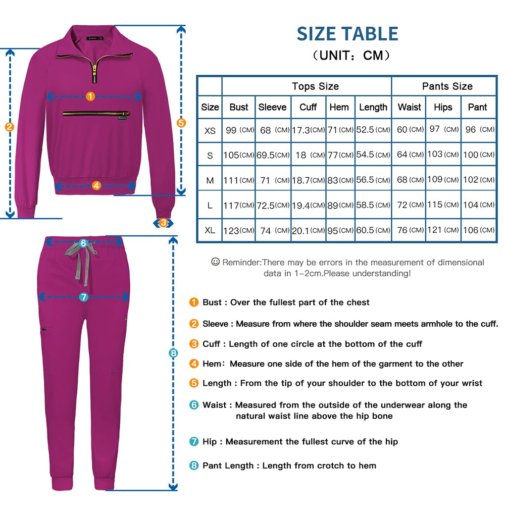 Scrubs Set Uniform Long Sleeved Medical Hospital Veterinary Nurse Uniforms-Scrub set-Top Super Deals-Free Item Online