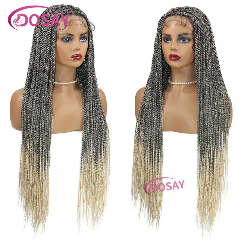 Twist Braided Wigs Box Braided Lace Front Wig For Black Women Synthetic Full Lace Frontal Wig Faux Locs Wig Goddess Braids Wigs