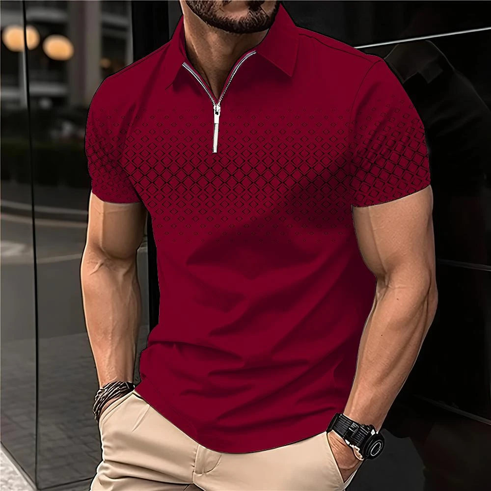 Summer Men Short Sleeve Polo Shirt Fashion 3D T-Shir Lapel Golf Shirt Casual