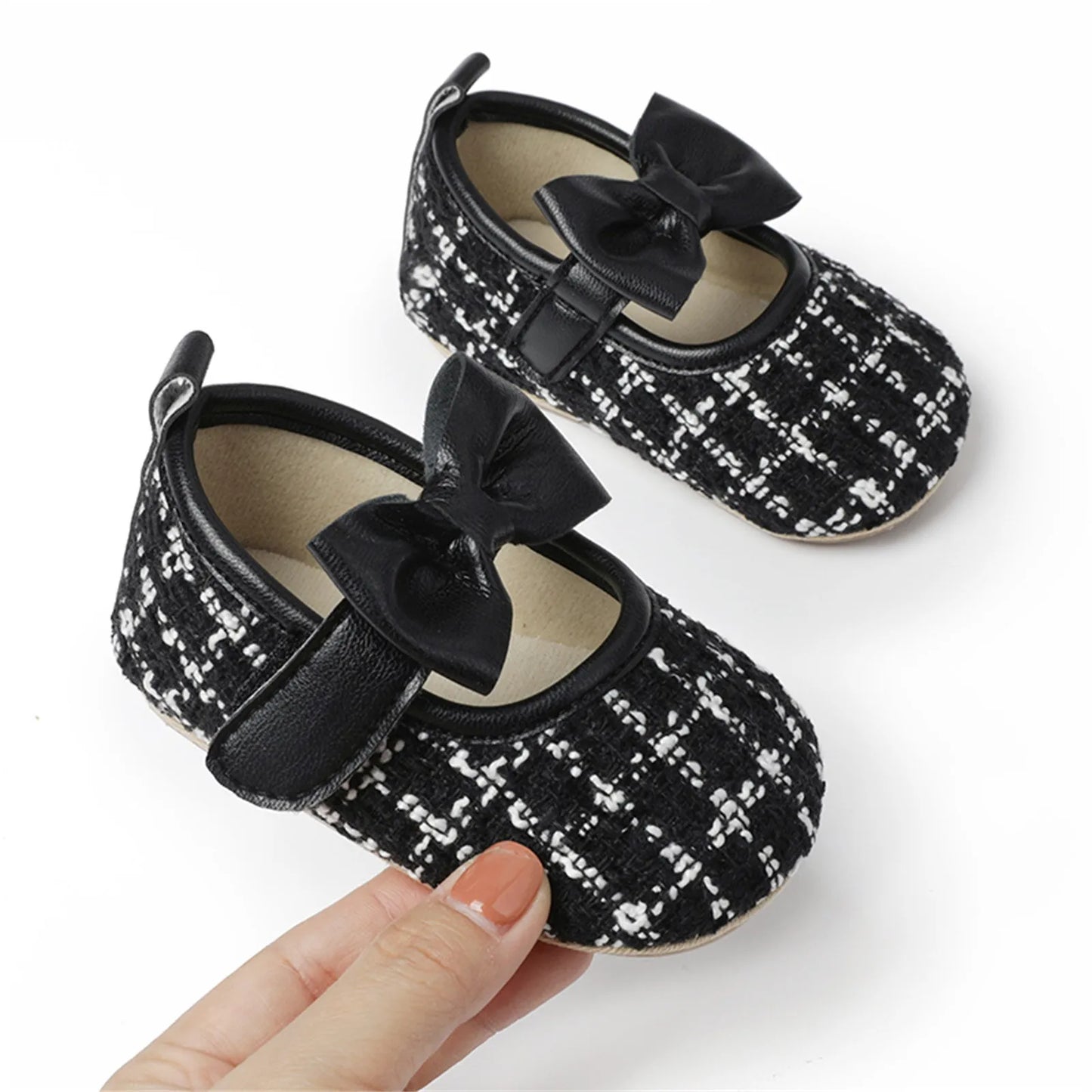 New Fashion Infant Baby Girls Single Shoes Plaid Bowknot First Walkers Shoes Toddler Party Sandals Soft Soled Princess Shoes