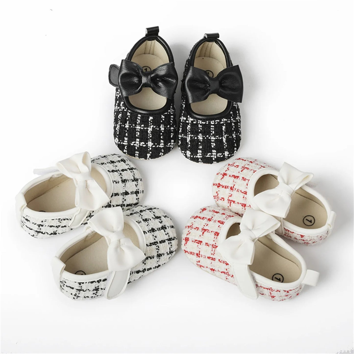 New Fashion Infant Baby Girls Single Shoes Plaid Bowknot First Walkers Shoes Toddler Party Sandals Soft Soled Princess Shoes