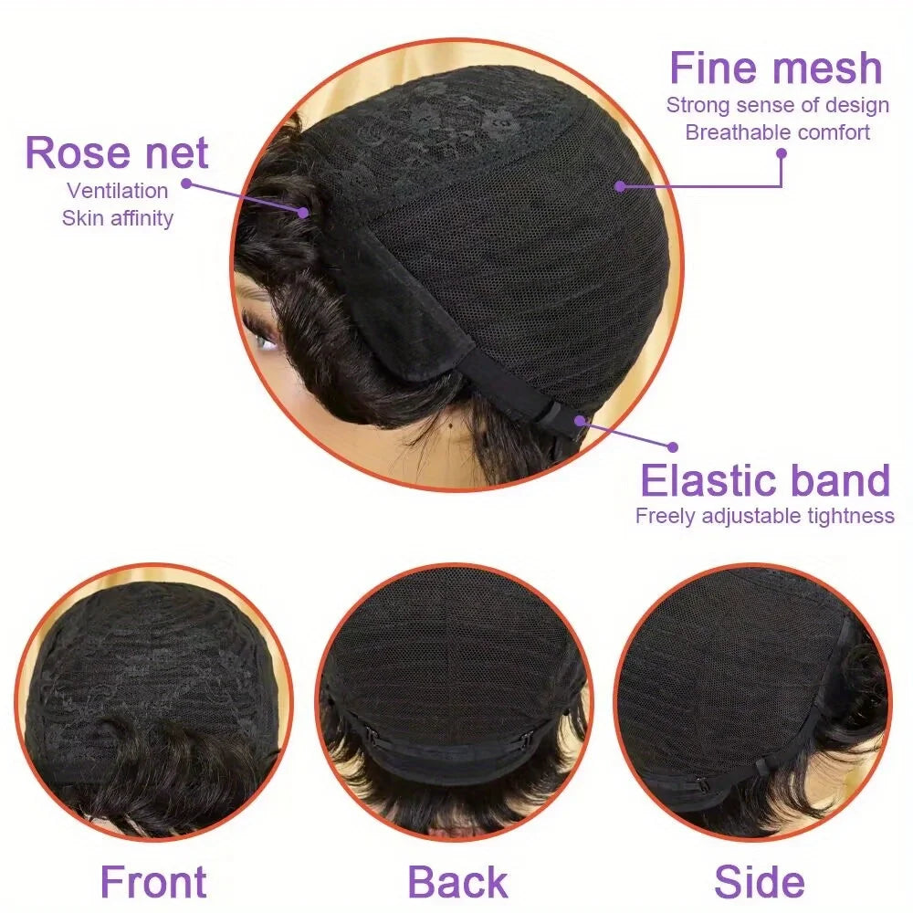 Pixie Cut Wig Short Layered Human Hair Wigs Brazilian Remy Hair Wigs Colorful For Women Full Machine Made Wigs